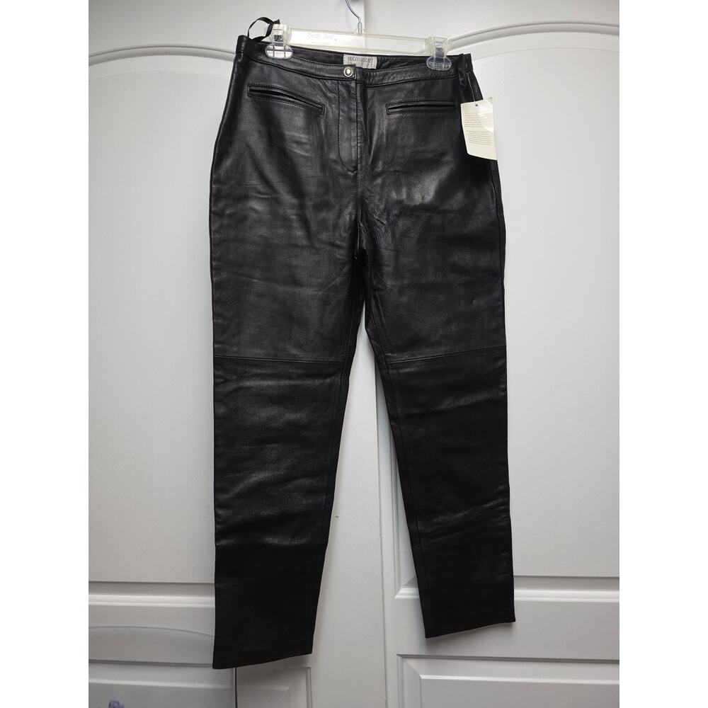 Hugo Buscati Collection Leather Pants Black Sz 10 NWT